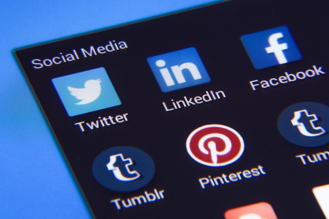 Close-up of a screen showing social media app icons