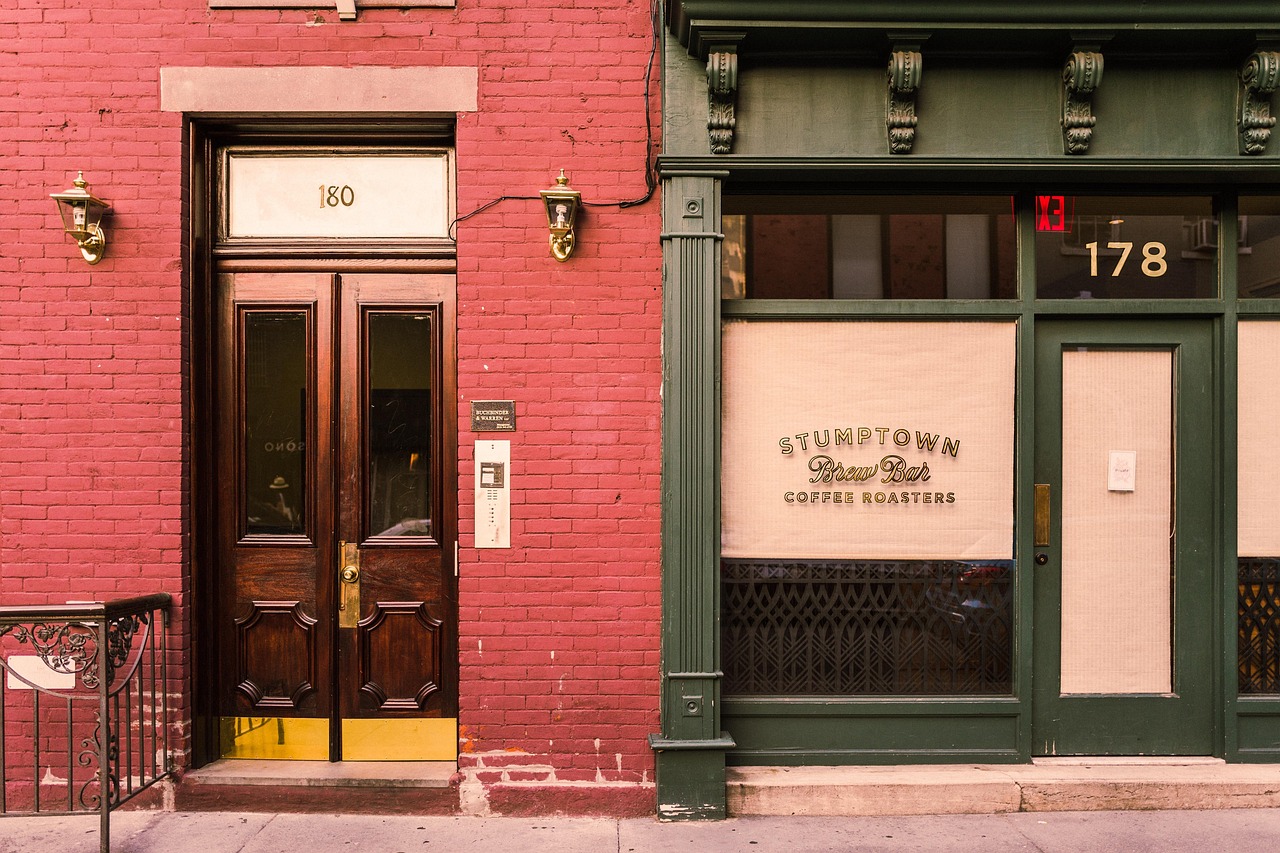 Street-level storefront of a small coffee shop