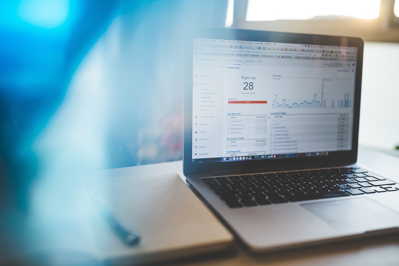 Website analytics dashboard open on a laptop